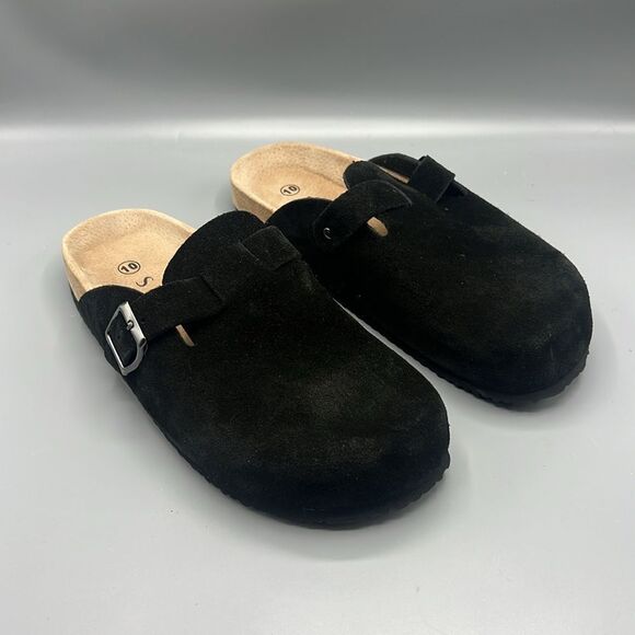 Serra Suede Buckle Strap Clogs - Picture 1 of 5